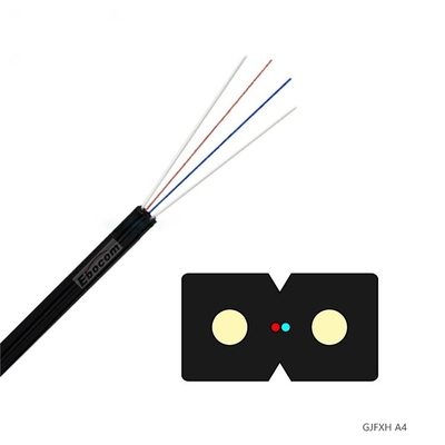 Overhead GJXH/GJFXH FTTH drop cable 2 core G657A SM indoor FRP strengh member black LSZH networking wire