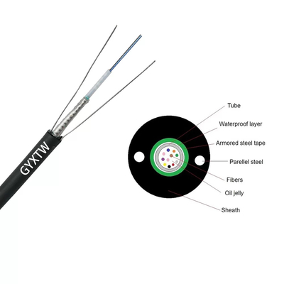 Outdoor GYXTW 12 Core G652D Light Armored Fiber Optic Cable With Central Loose Tube Structure