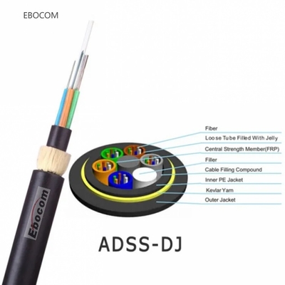 High quality ADSS fiber cable 2-96 Core All Dielectric Mini Multicore G652D span 100 200 300 yarn Aramid yarn strength