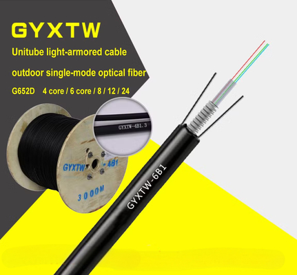 Außen-GYXTW Glasfaserkabel 2 ~ 24 Kern-Einzelmodus gepanzerte zentrale Loose Tube für die Anlage von Luft- und Kanälen