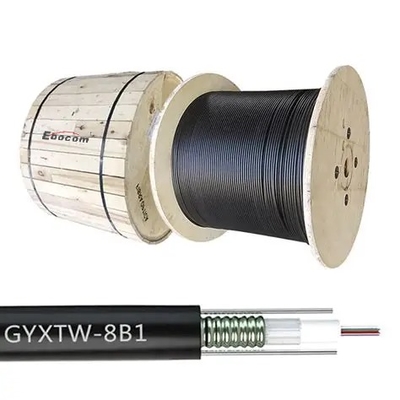 Armiertes GYXTW-Glasfaserkabel 4-12 Kern G 652D Singlemode FRP-Zugfestigkeit wasserdicht für Kanalverlegung