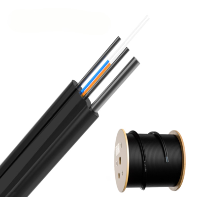 GJYXCH G652D 2-Kern-Glasfaser-Dropkabel für Innen- und Außenbereich, schwarz, LSZH-Mantel, FTTH-Luftinstallation