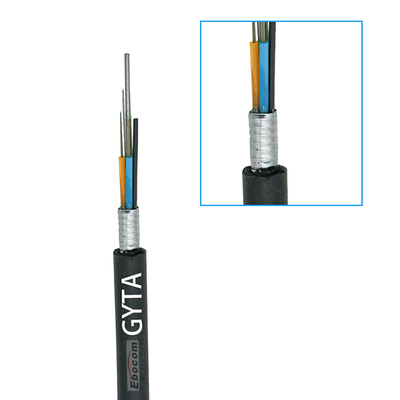 G652D Singlemode GYTA 12-Kern Außenkabel mit Panzerung aus Glasfaser-Lockerrohr, Aluminiumband-Armierung, PE-Mantel, geeignet für Langstrecken-Backbone-Netzwerke