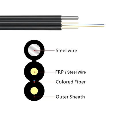 FTTH Outdoor Drop Cable GJYXFCH 2 Core G657A1 mit Stahldrahtmessenger